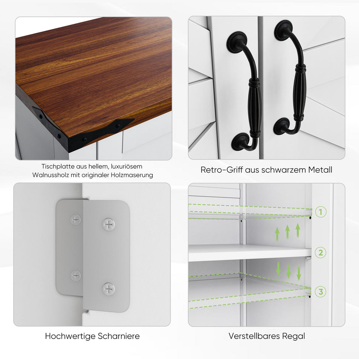 WASCHBECKENUNTERSCHRANK 76x30x83 cm Weiß & Walnuss mit Schublade, Scheunentoren & Walnussplatte - Weiß, Holzwerkstoff (76/83/30cm) - Modfu