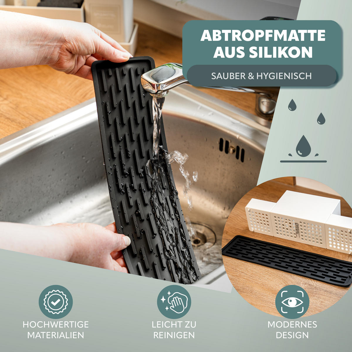 SPÜLBECKENORGANIZER, beige, Kunststoff - Beige, Kunststoff (34.5/24/9cm) - eluno
