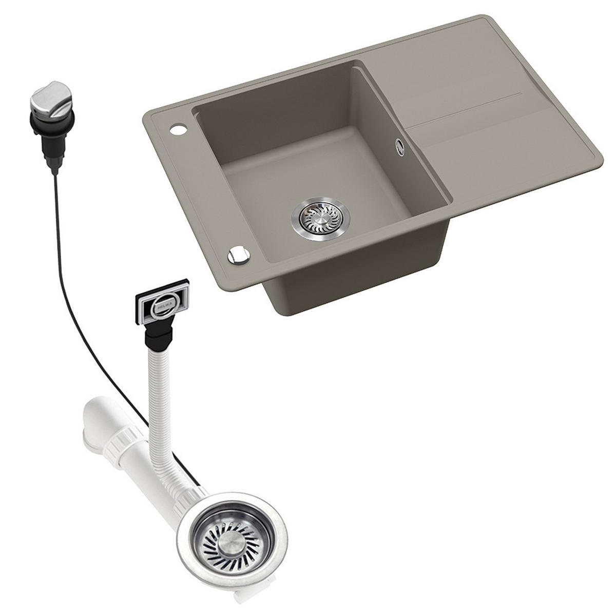 SPÜLBECKEN Kyoto Beton 78 x 50 cm - Grau, Keramik (78/20/50cm) - Bergstroem