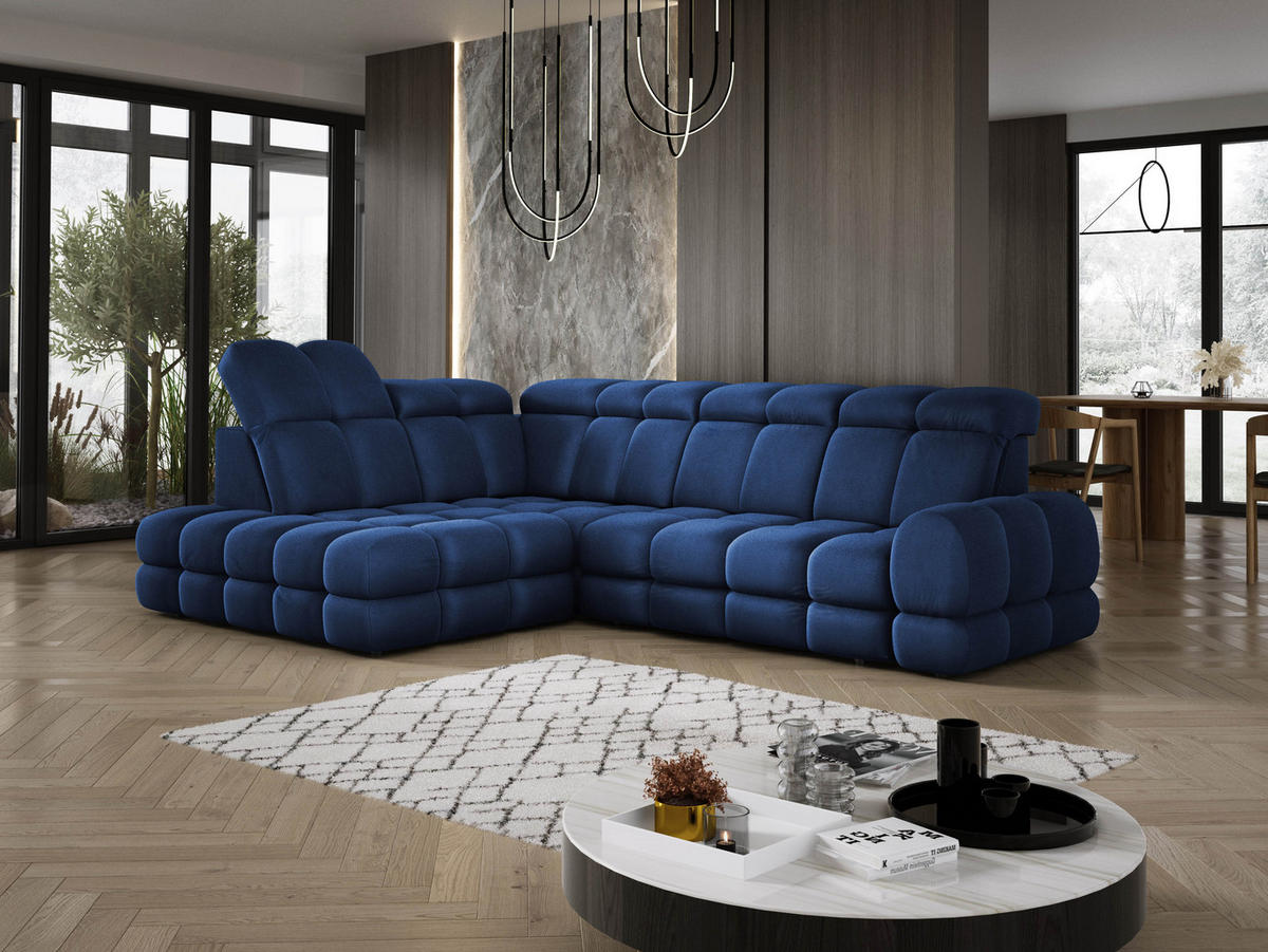 ECKSOFA TOLLO Solar-stoff L-form 302x217x105 cm blau - Blau, Holz/Textil (302/217cm) - DomoHome