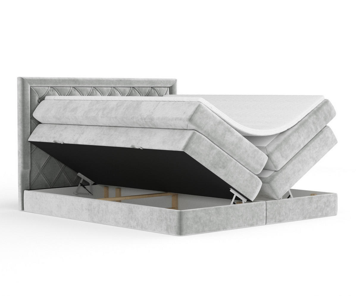 BOXSPRINGBETT Aurelia Hellgrau 180/200 cm - Hellgrau/Schwarz, Holz/Holzwerkstoff (180/200cm) - Maison de Reve