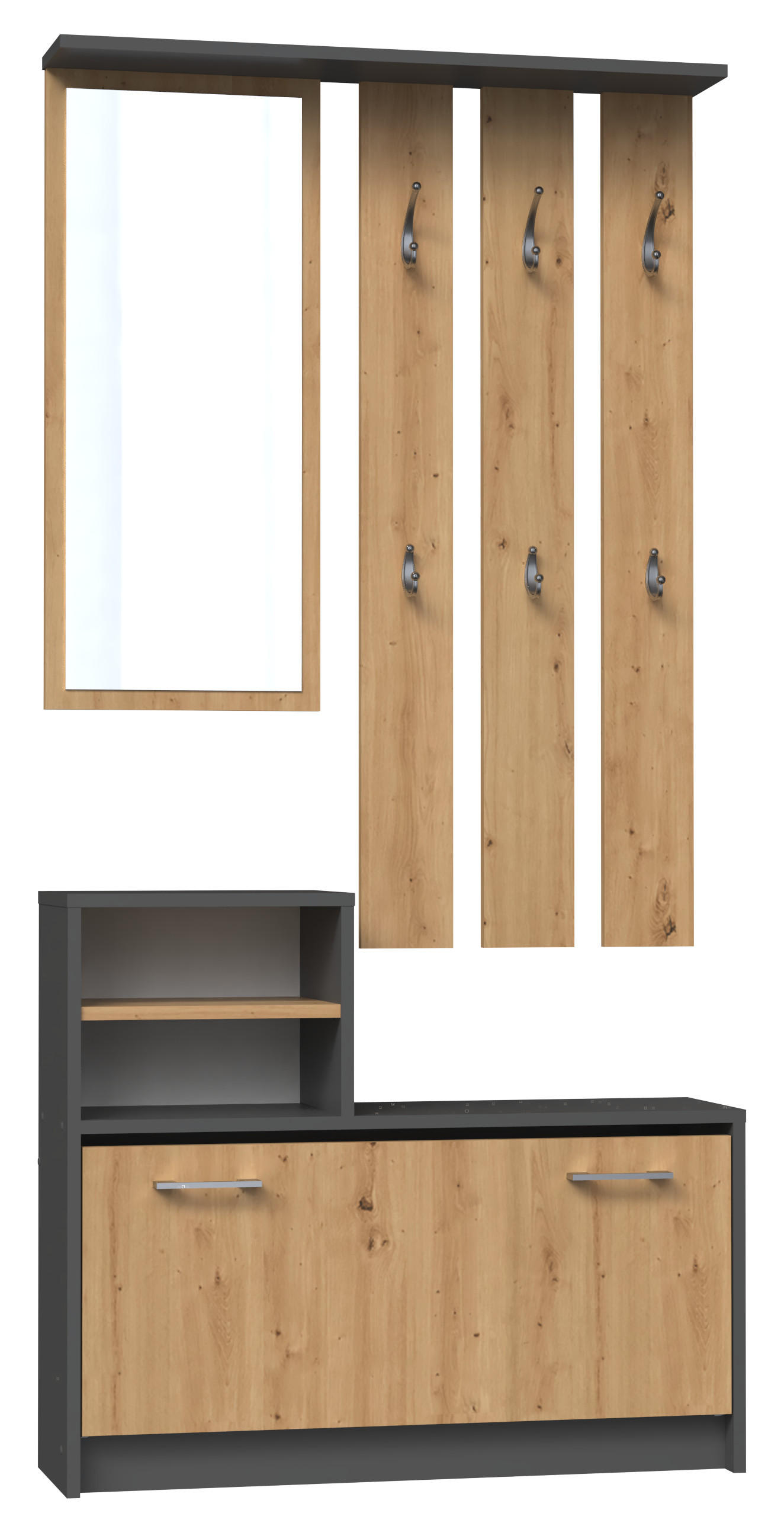 kommodly Garderobenset Anthrazit, Eiche Artisan 85x180x24 cm