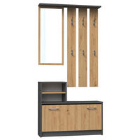 GARDEROBENSET Verena (2-teilig) - Anthrazit/Eiche Artisan, Holzwerkstoff (85/180/24cm) - kommodly