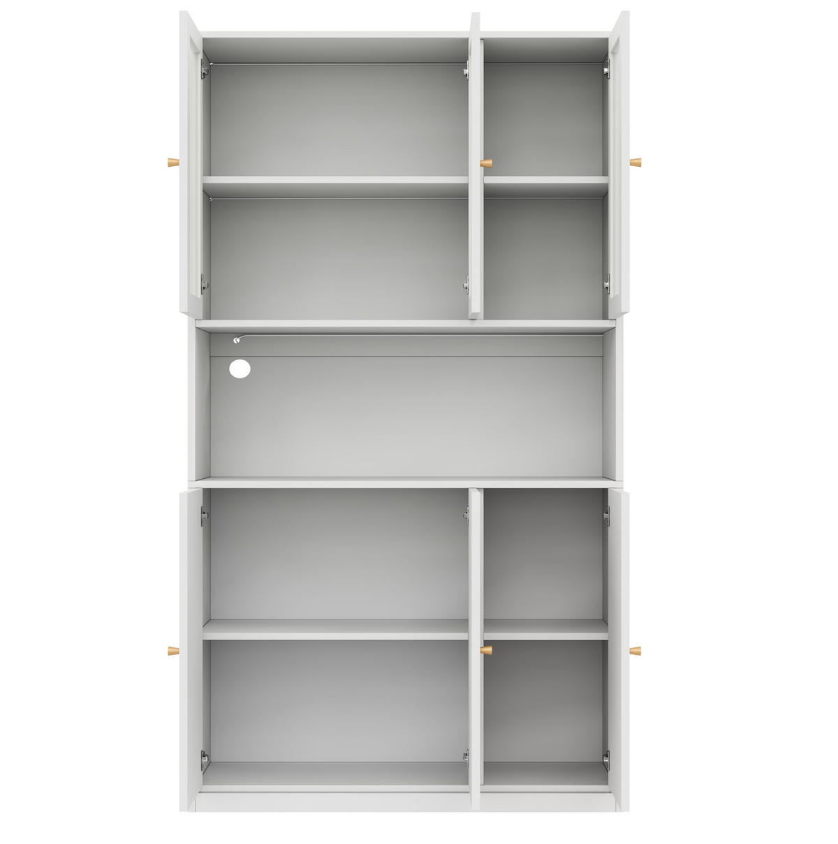 VITRINE aus MDF 100x35x200cm in Weiß mit LED & Glastüren - Weiß, Holzwerkstoff (100/200/35cm) - Modfu