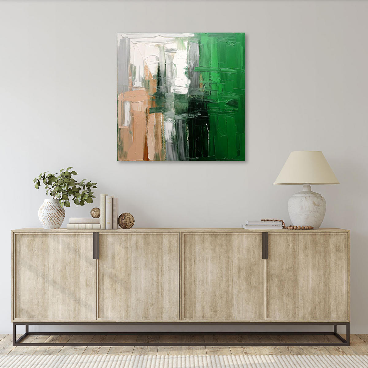 LEINWANDBILD Abstraktion Hintergrund Pastellfarben Grün 60x60cm - Grün, Textil (60/60cm) - Feeby