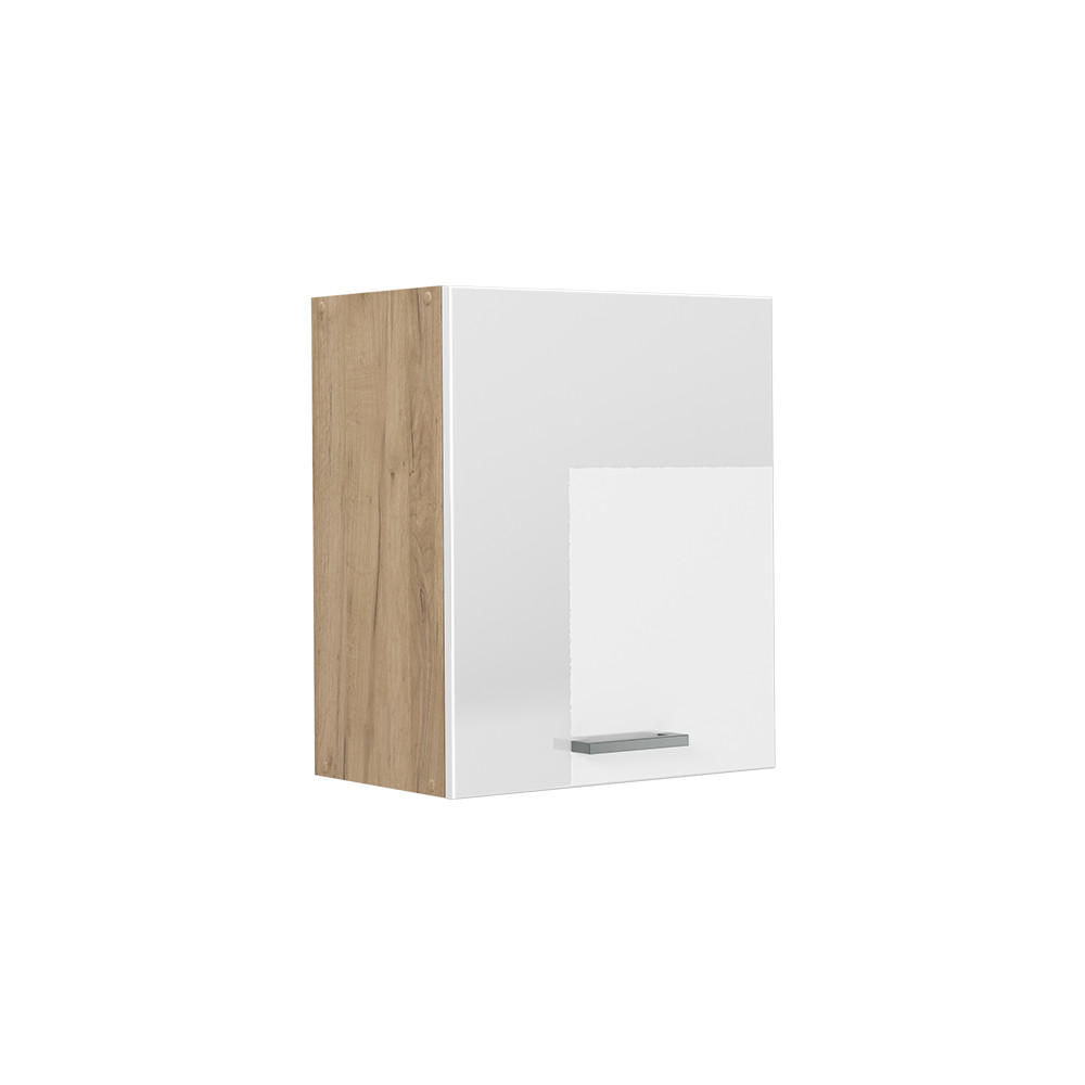 HÄNGESCHRANK R-Line, Weiß Hochglanz/Goldkraft Eiche, 50 cm - Eichefarben/Weiß Hochglanz, Holzwerkstoff (50/60/31cm) - Vicco