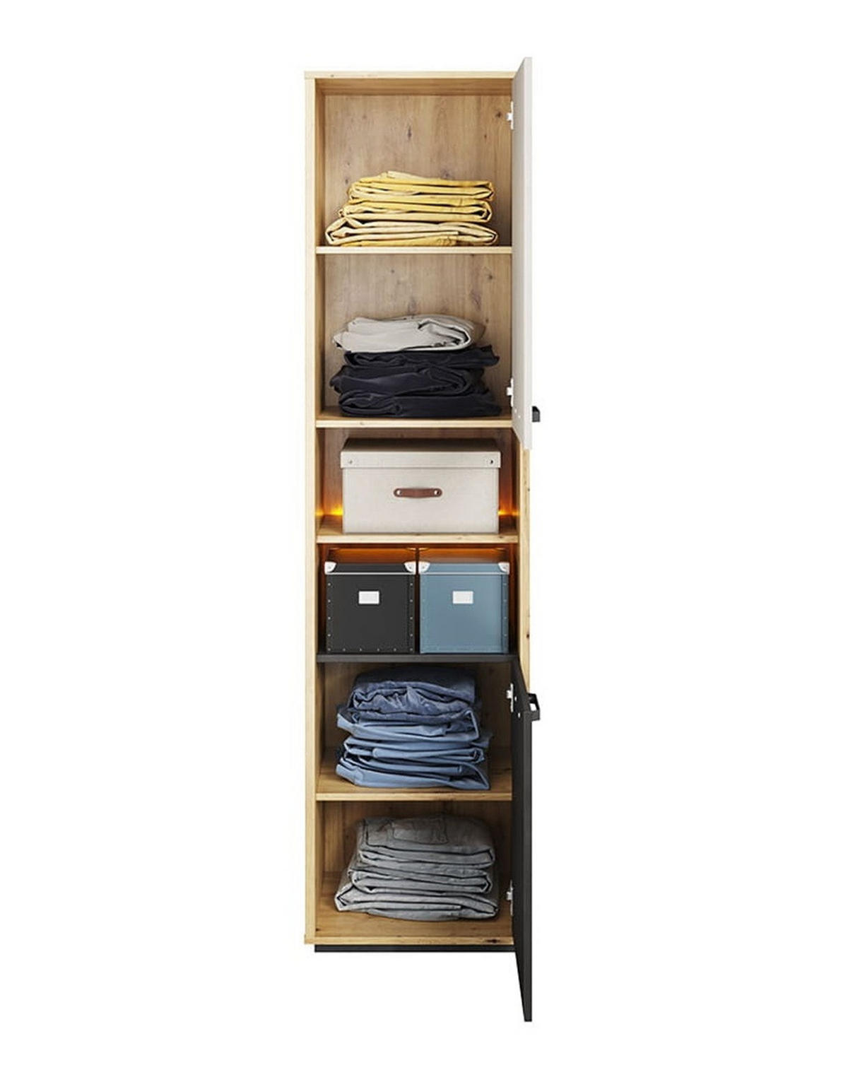 KLEIDERSCHRANK Qubic QB-04 - Schwarz/Eiche Artisan, Holzwerkstoff (50/195/42cm) - Meblini