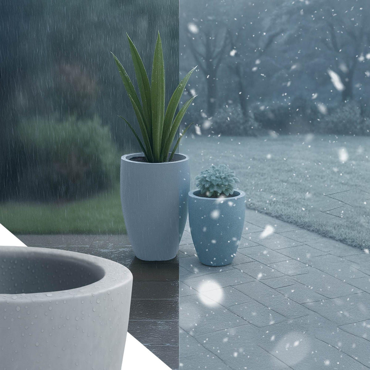 PFLANZKÜBEL 2er Set Grau - Grau, Kunststoff (46/61cm) - CLP