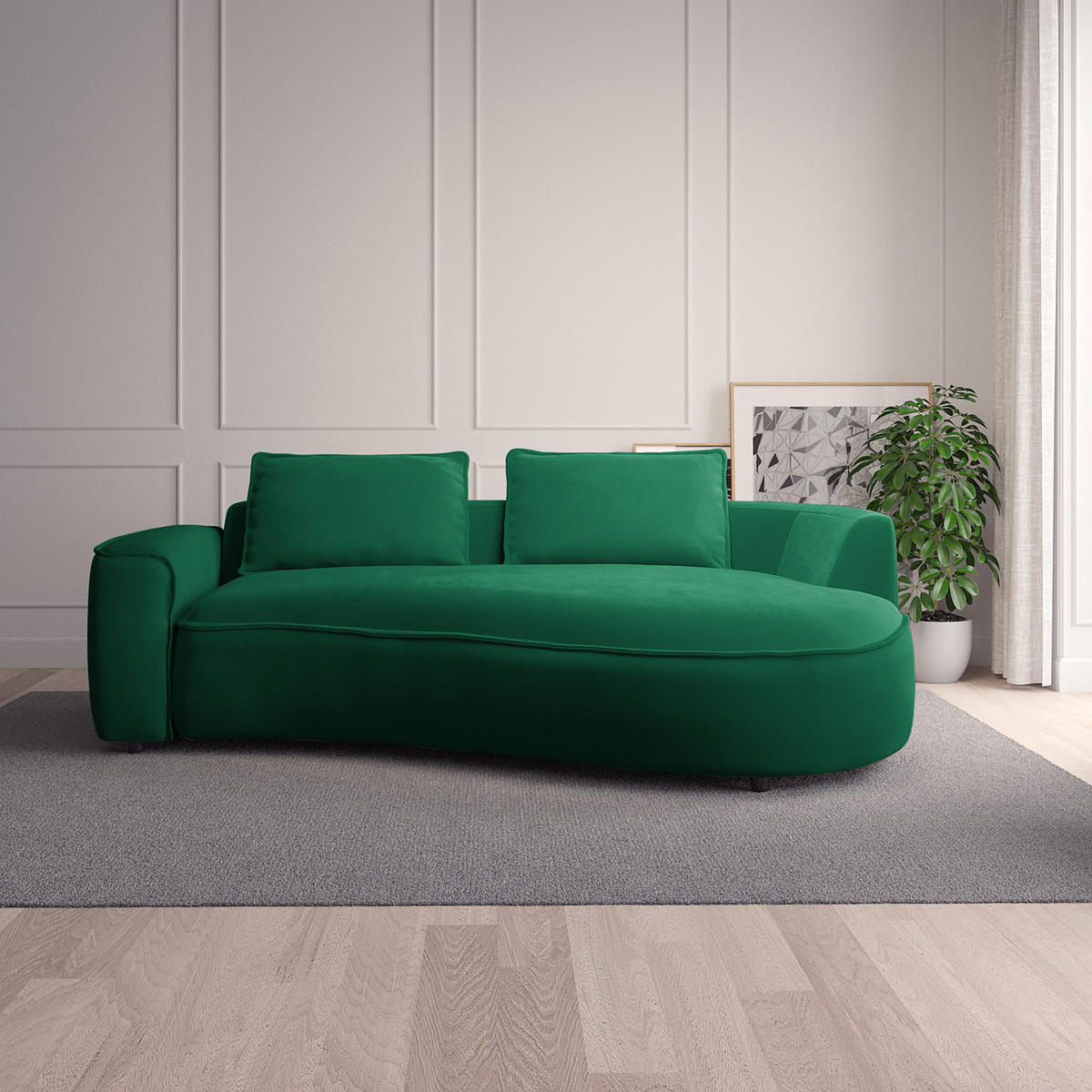 2,5-SITZER SOFA - Dunkelgrün/Schwarz, Kunststoff/Textil (217/82/146cm) - home24