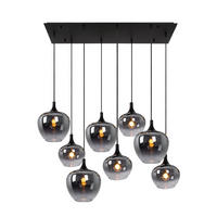HÄNGELEUCHTE Metall Glas Schwarz-Rauchfarbe - Schwarz, Glas (105/45/120cm) - Globo Lighting
