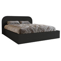 DOPPELBETT 180x200 Dune mit Bettkasten, runde Kopfteil, Bouclé, Schwarz - Schwarz, Holz/Textil (180/200cm) - Emporius