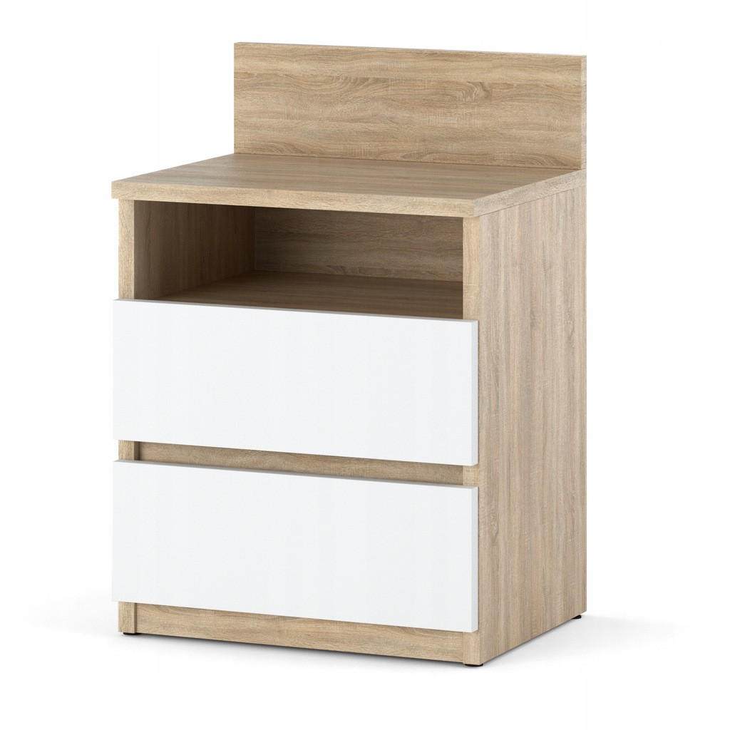 NACHTTISCH - Sonoma Eiche/weiß - Weiß/Sonoma Eiche, Holz (40/59/32cm) - Stiv Meble