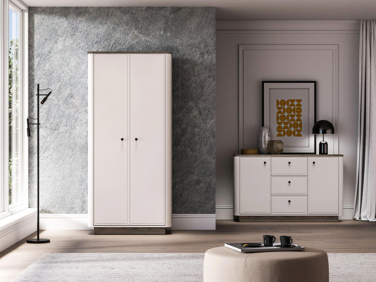 KLEIDERSCHRANK Vilavio Kaschmir/Eicheoptik, 92 cm - Taupe/Dunkelbraun, Holzwerkstoff/Metall (91.6/191.5/53cm) - Selsey