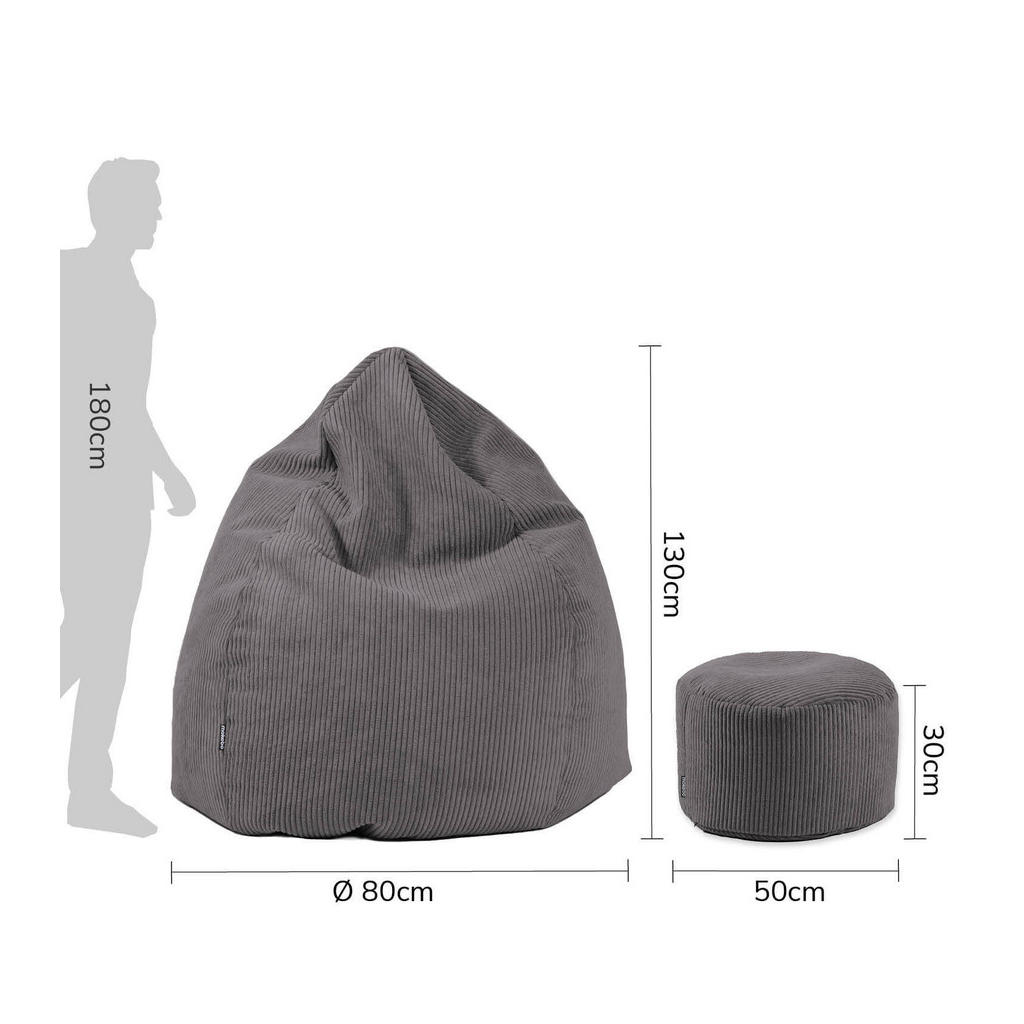 Thumbnail - Mokebo Sitzsack, Anthrazit, Textil, 180x80x80 cm, Oeko-Tex®, Wohnzimmer, Hocker, Sitzsäcke, XXL Sitzsäcke