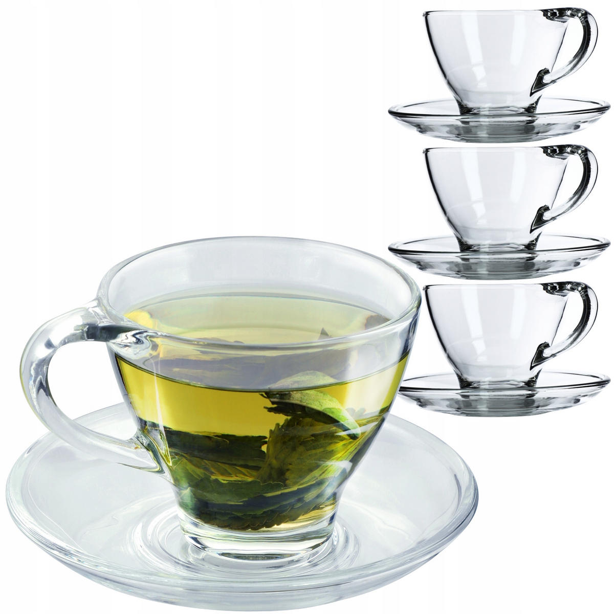 KADAX Tassen mit Untertassen für Kaffee und Tee 200ml 4 Stk. - Transparent, Glas (0.2L) - KADAX