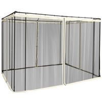 PAVILLON-MOSKITONETZ 300/300 cm mit Reißverschluss und 4 Seitenteilen, langlebiges Polyestergewebe, Schwarz - Schwarz, Textil (207/1/302cm) - Redom