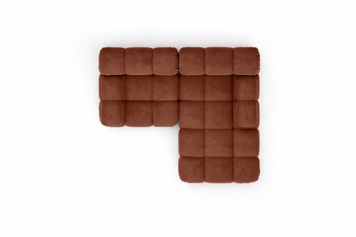 ECKSOFA L-form Mini Modular, Veloursstoff Salvador, Braun, Rechts, Selia - Braun, Holz (190/160cm) - Kaiser Möbel