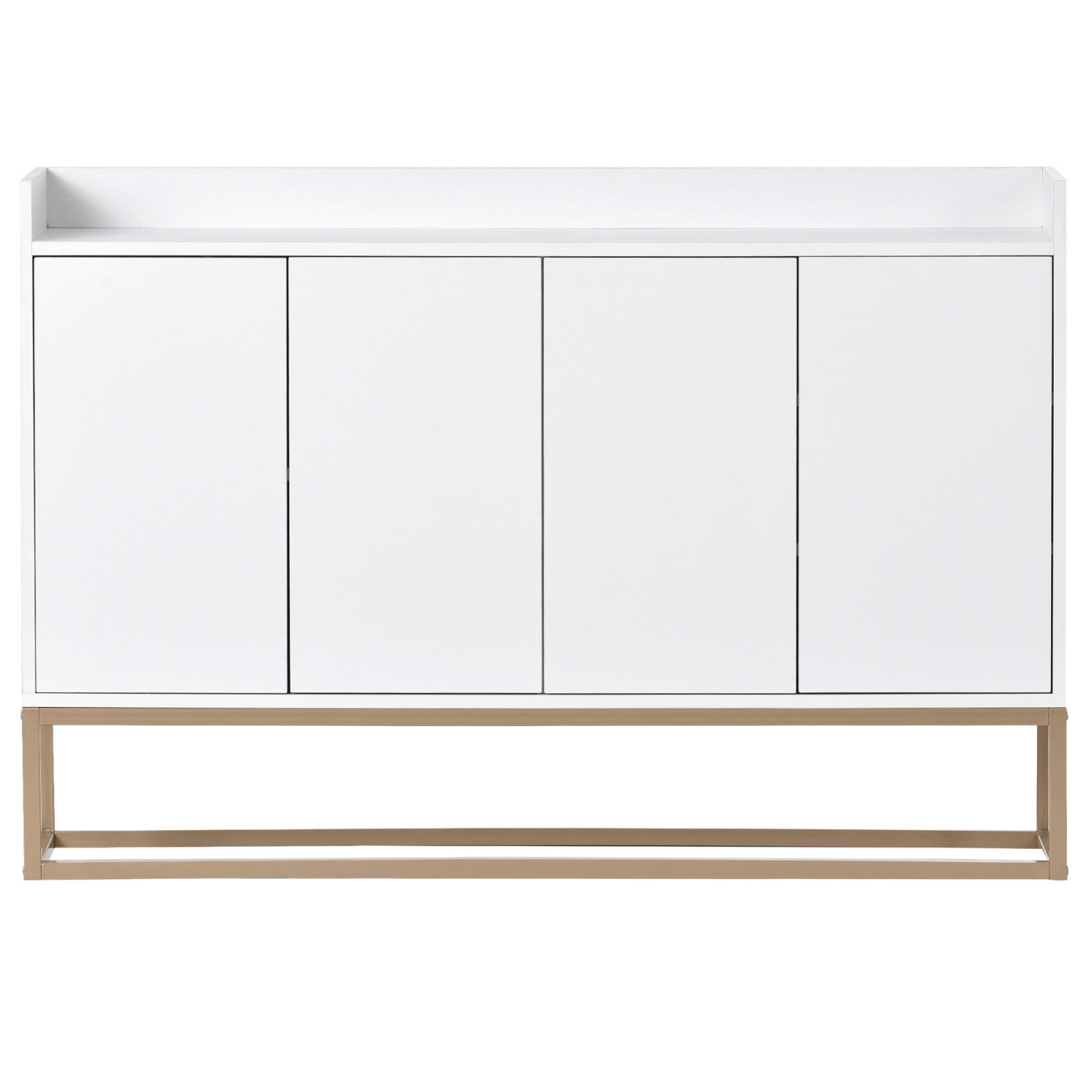 SIDEBOARDS 120cm, mit 4 Türen, verstellbaren Regalen, goldfarbenem Metallrahmen, Weiß - Weiß, Holzwerkstoff (120/30/80cm) - Waldena