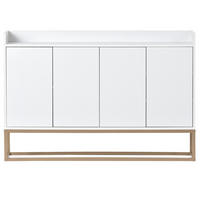 SIDEBOARDS 120cm, mit 4 Türen, verstellbaren Regalen, goldfarbenem Metallrahmen, Weiß - Weiß, Holzwerkstoff (120/30/80cm) - Waldena