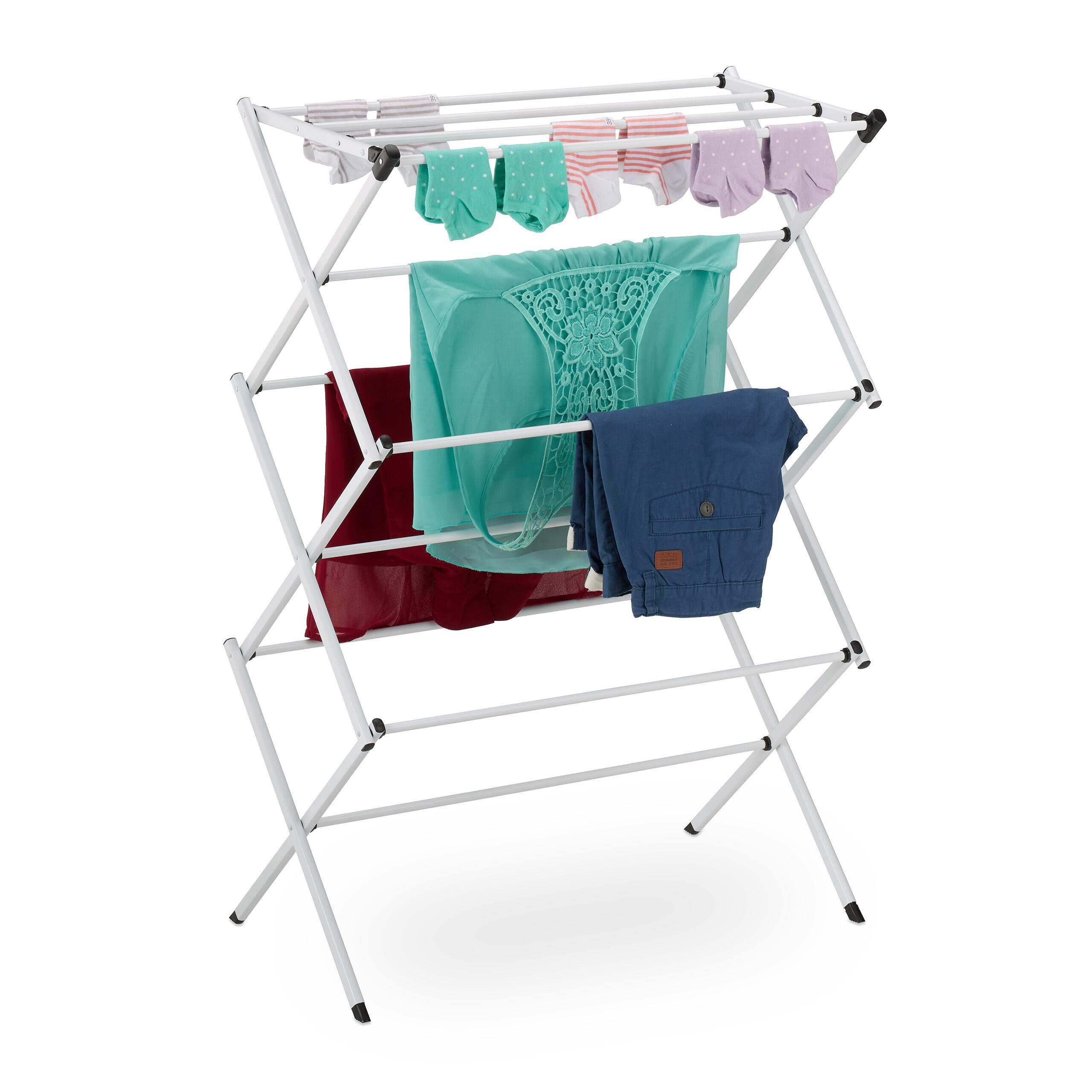 STOJAN na prádlo - biela, kov/plast (73/105/37cm) - Relaxdays