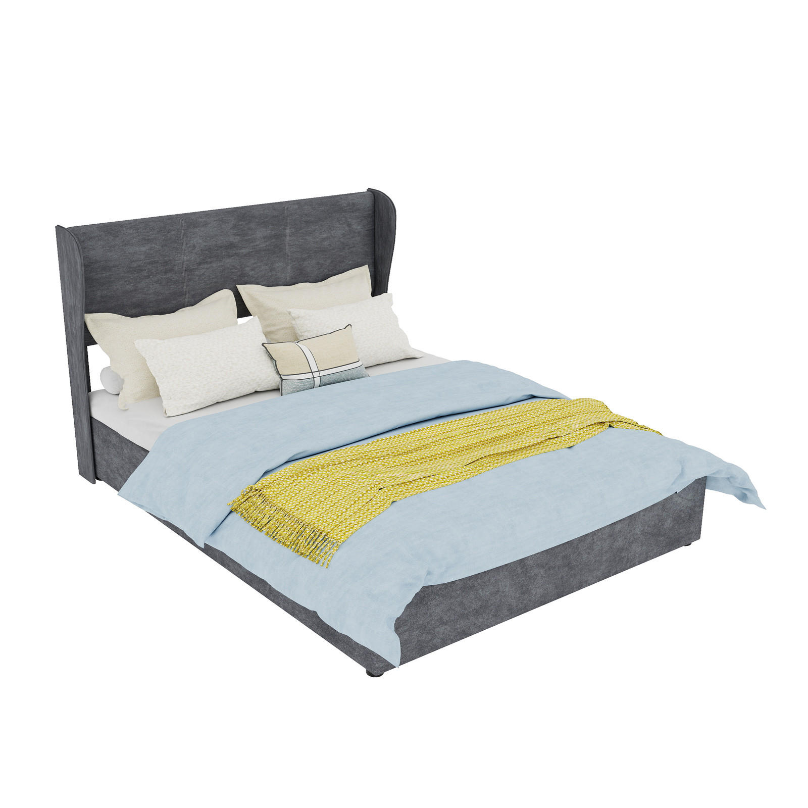 POLSTERBETT 140/200 cm in Grau mit gepolstertem Kopfteil Samt - Grau, Holzwerkstoff/Textil (140/200cm) - STILVORA