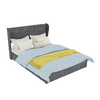 POLSTERBETT 140/200 cm in Grau mit gepolstertem Kopfteil Samt - Grau, Holzwerkstoff/Textil (140/200cm) - STILVORA