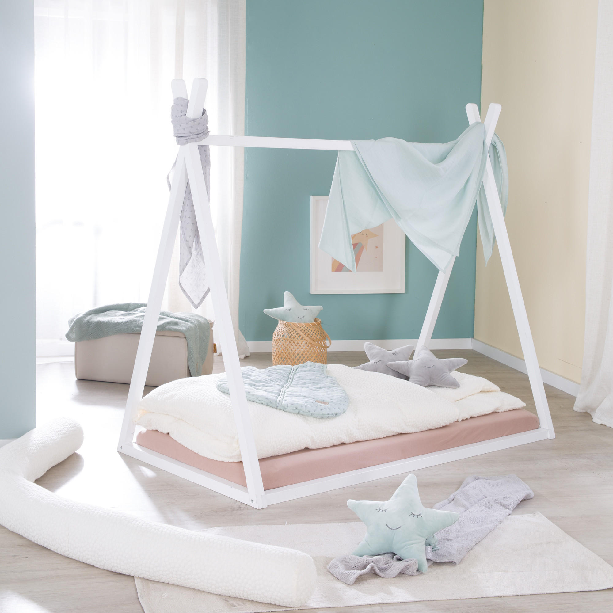 TIPPIBETT 70 x 140 cm Montessori Weiß - Weiß, Holzwerkstoff (70/140cm) - Roba