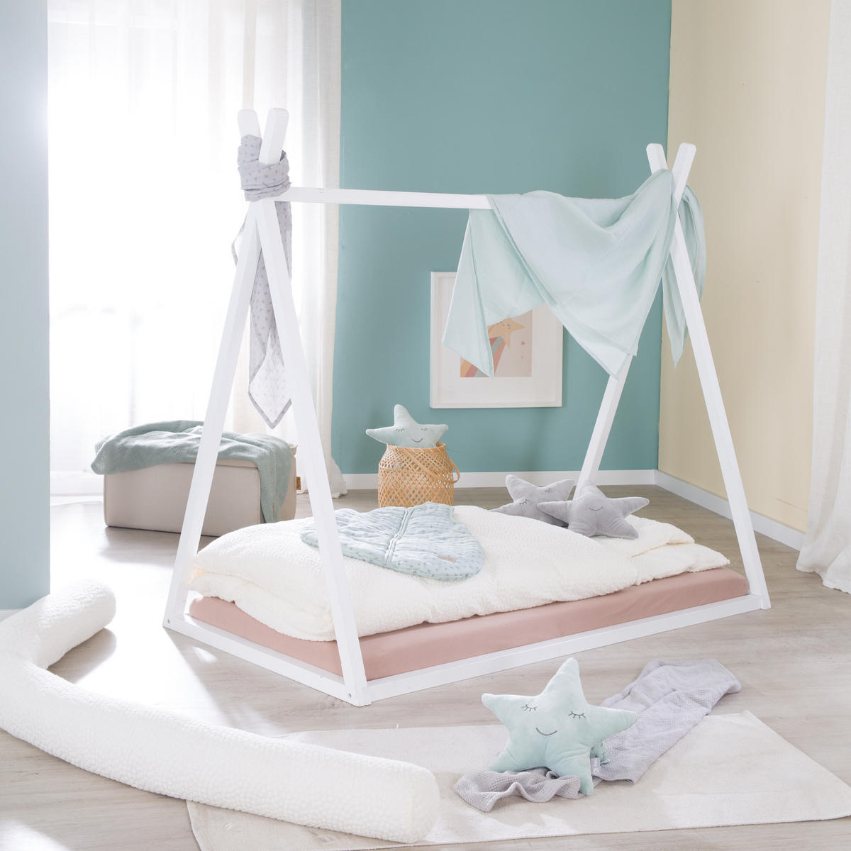 TIPPIBETT 70 x 140 cm Montessori Weiß - Weiß, Holzwerkstoff (70/140cm) - Roba