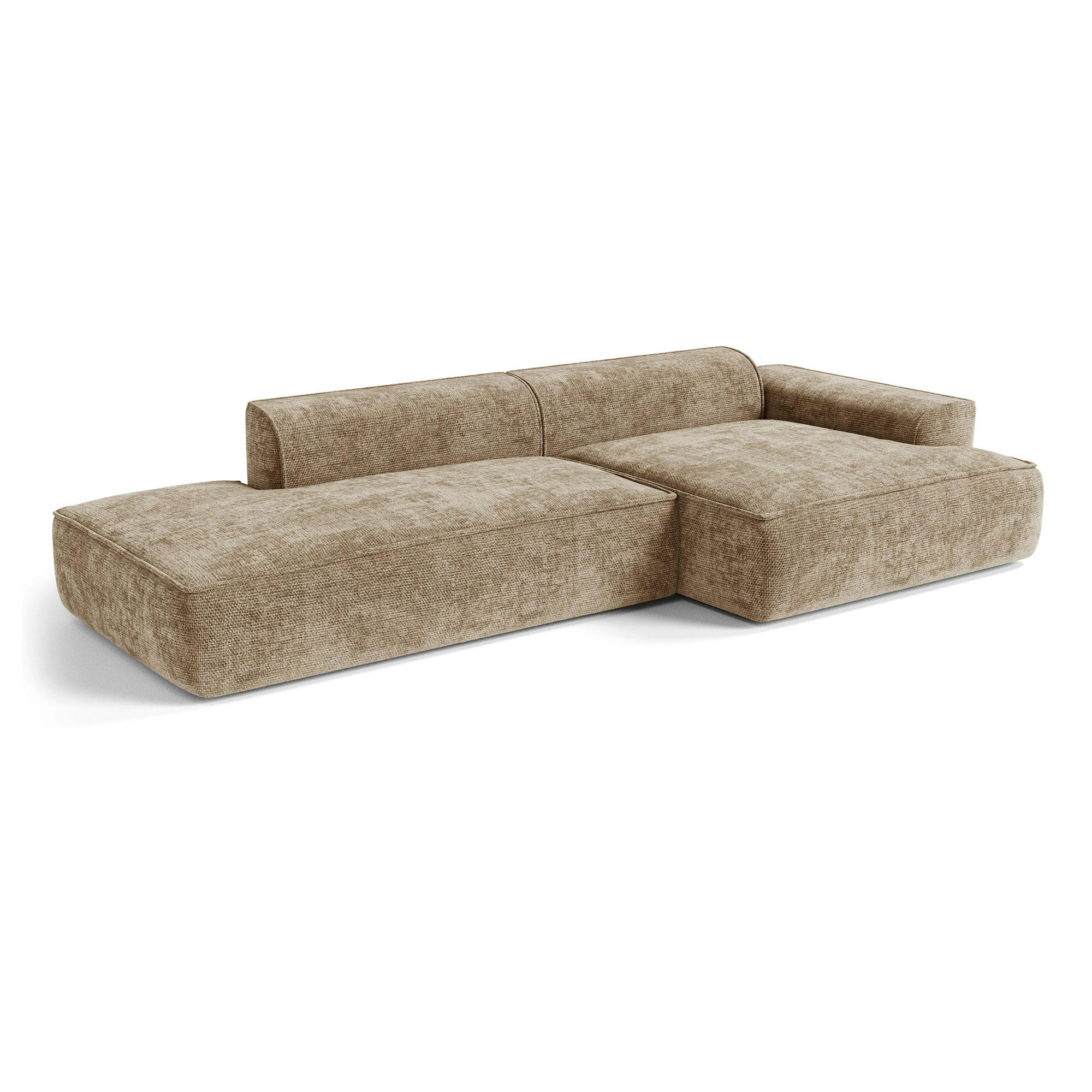 ECKSOFA rechtwinklig HANA Strick-Samt Taupe 300cm - Taupe, Textil (300/155cm) - Premium Interiors