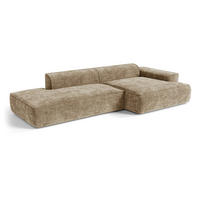 ECKSOFA rechtwinklig HANA Strick-Samt Taupe 300cm - Taupe, Textil (300/155cm) - Premium Interiors