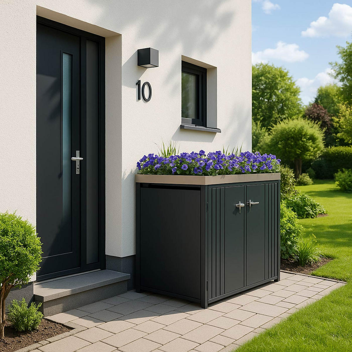 2ER-MÜLLTONNENVERKLEIDUNG Anthrazit - Anthrazit, Metall (132/125/84cm) - MCW