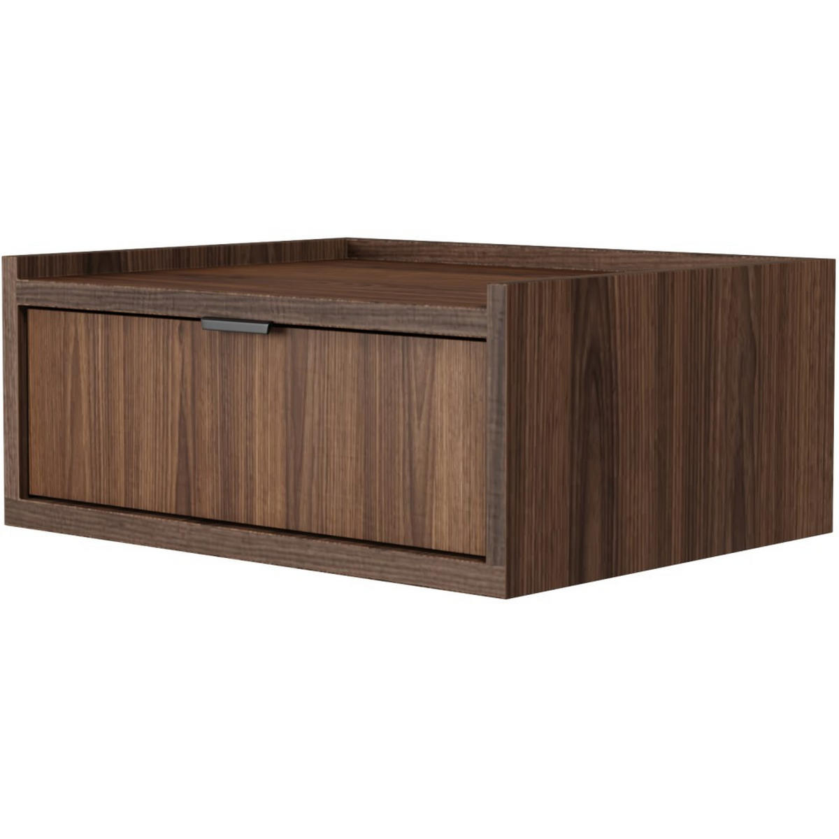 NACHTTISCH Evron mit 1 Schublade, Hängender, Walnuss - Walnussfarben/Schwarz, Holzwerkstoff/Metall (51/21/40cm) - Beautysofa