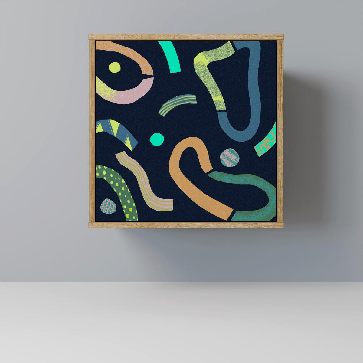 SIDEBOARD CONTRAST DANCE, Eichefarben, 57,5x42x57,5 cm, Ohne Füße - Eichefarben/Multicolor, Holzwerkstoff (57.5/57.5/42cm) - SpaceRebels