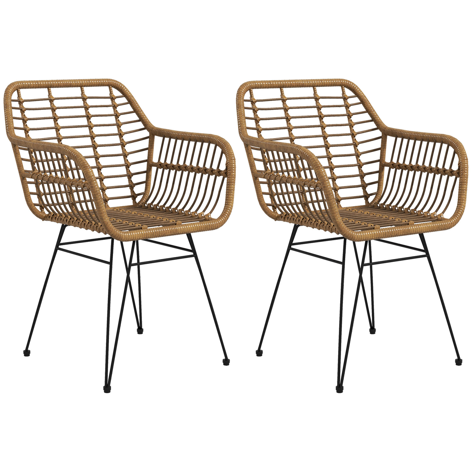 ESSZIMMERSTÜHLE, PE-Rattan Stahl Braun - Braun, Kunststoff (60/79/56cm) - HOMCOM