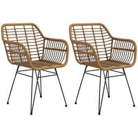ESSZIMMERSTÜHLE, PE-Rattan Stahl Braun - Braun, Kunststoff (60/79/56cm) - HOMCOM