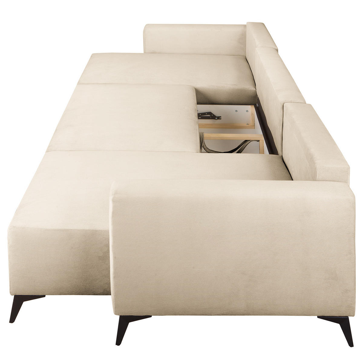 WOHNLANDSCHAFT - Beige/Schwarz, Textil (382/81/148cm) - home24