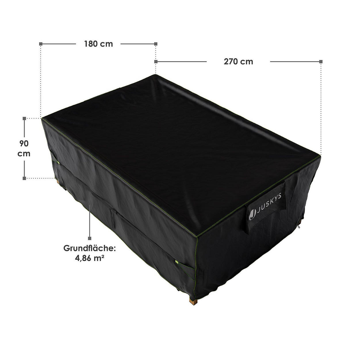 GARTENMÖBELABDECKUNG CoverSafe Pro schwarz - Schwarz, Kunststoff (180/90/270cm) - Juskys