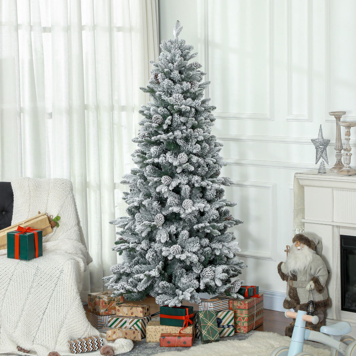 WEIHNACHTSBAUM DE-41535 Kunstschnee und Tannenzapfen, 180 cm Grün - Grün, Kunststoff (183cm) - ComfortXL