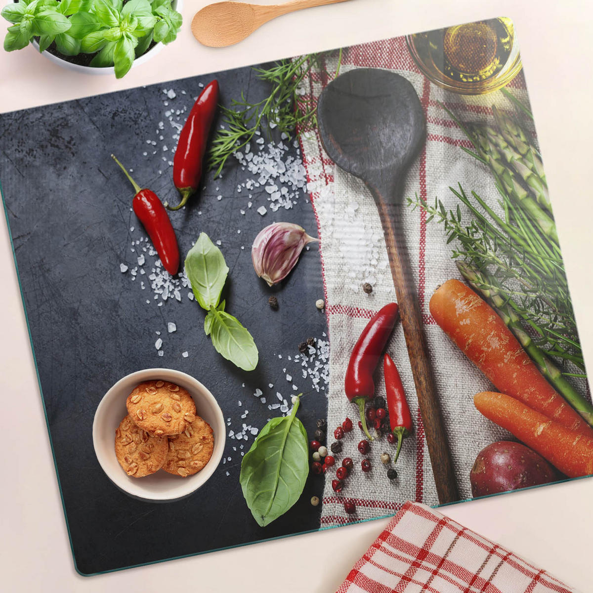 GLASPLATTE 60x52 cm Zutaten - Multicolor, Glas (60/0.4/52cm) - TULUP