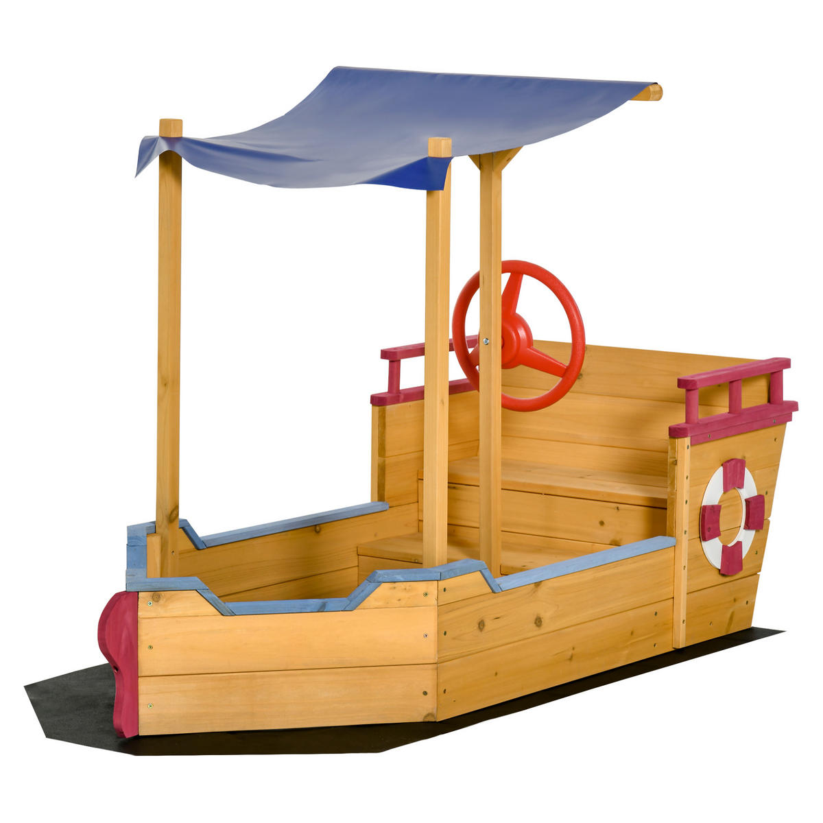 SANDKASTEN DE-18746 Piratenschiff mit Sonnensegel & Schatztruhe Holz - Orange, Holzwerkstoff (160/70/103cm) - ComfortXL