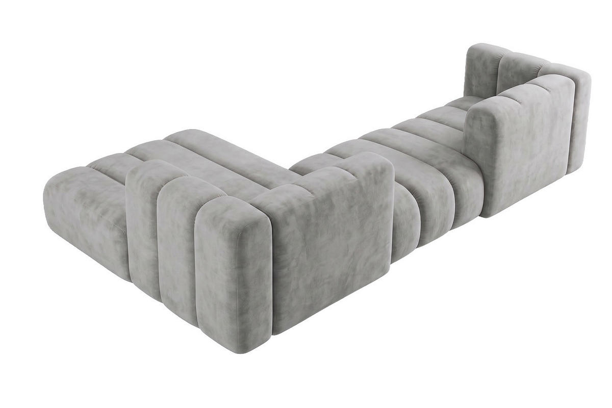 ECKSOFA Modulares In L-Form, Velvet-Stoff Riviera, Grau, Links, GRAND 319 cm - Grau, Holz (319/175cm) - Kaiser Möbel