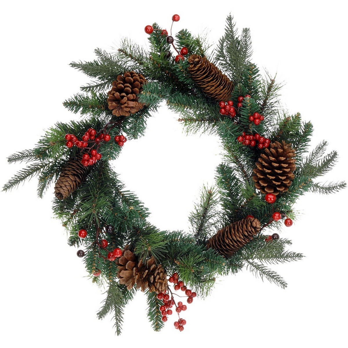WEIHNACHTSKRANZ mit Zapfen - Grün, Kunststoff (45/13.5cm) - Home Styling Collection
