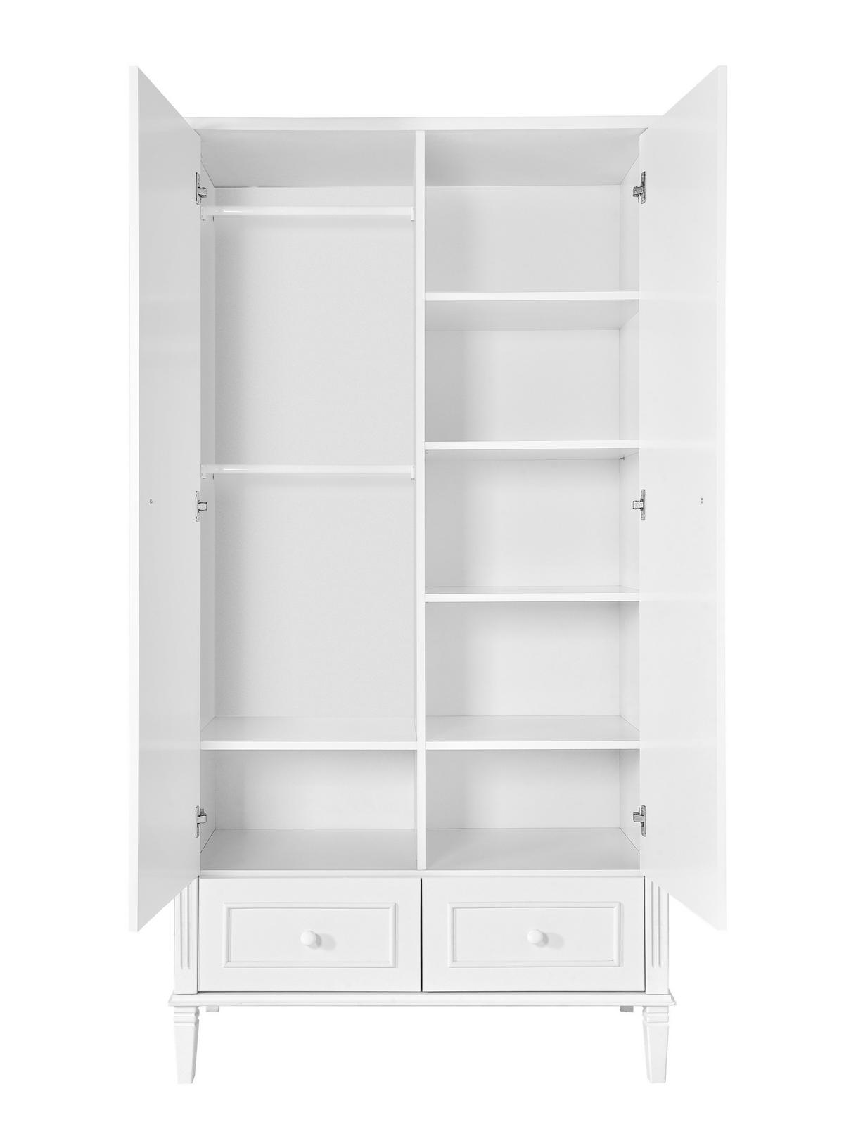 KINDERKLEIDERSCHRANK Bianka, 2-türig – ideal für das Kinderzimmer - Weiß, Holzwerkstoff (100/182.8/53cm) - RAUMHIRSCH FURNITURE