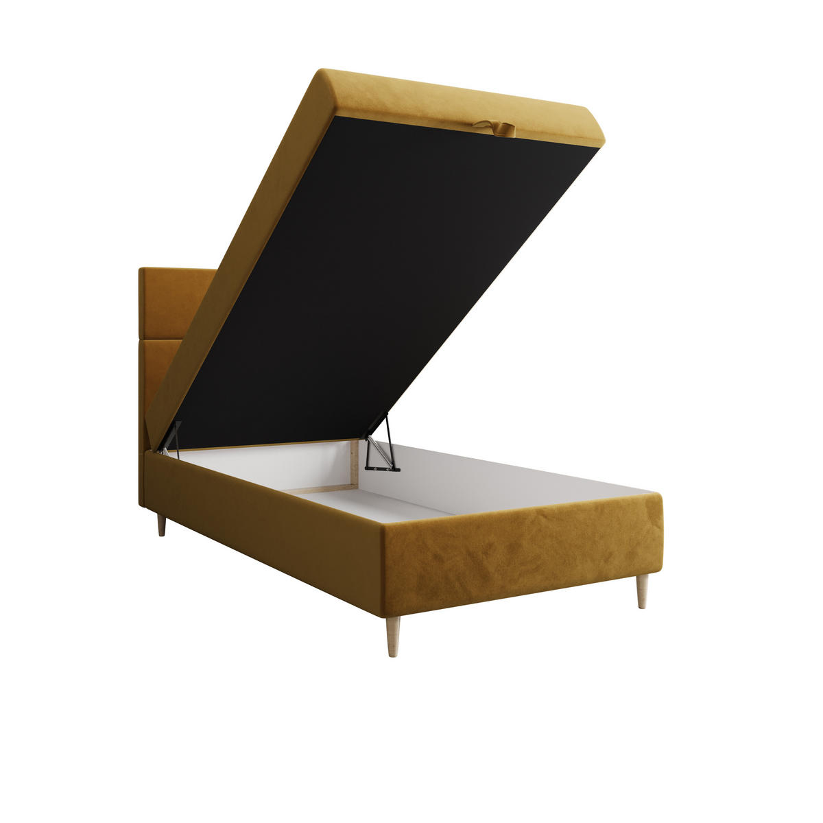 BOXBETT FLO 120x200 Itaka 33, mit Matratze H3, Bonell und Topper, Senfton - Gelb, Holz/Textil (120/200cm) - Bedante
