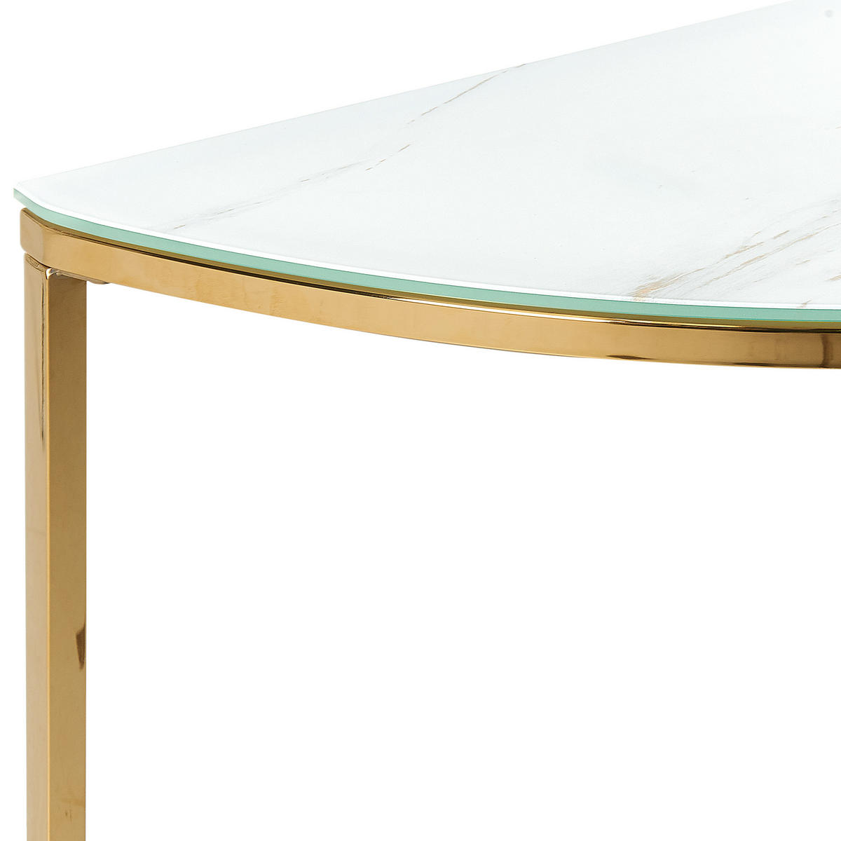 KONSOLENTISCH Marmor Optik weiß/gold Orita - Goldfarben/Weiß, Glas (36/111/78cm) - Beliani