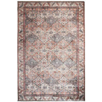 TEPPICH waschbar Vintage Rauten Muster, Orientalisch, Wohnzimmer schmutzabweisend Rot-Natur Rechteckig 190x290 - Rot, Textil (190/290cm) - KADIMA DESIGN