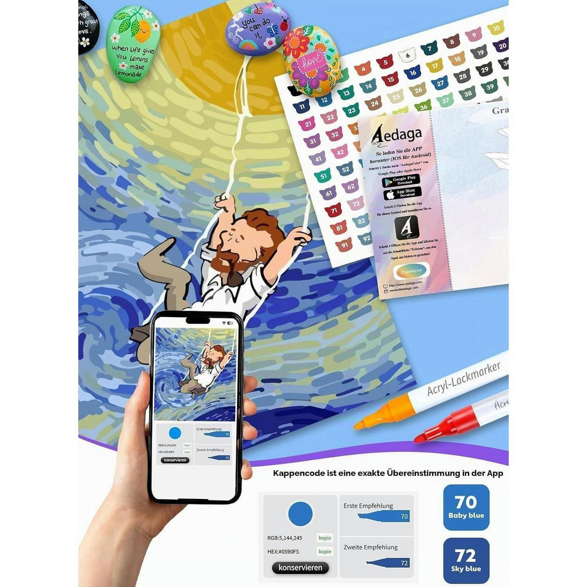 ACRYLSTIFTE Set 120 Farben Doppelspitze - Multicolor, Kunststoff (15.5/15/18cm)
