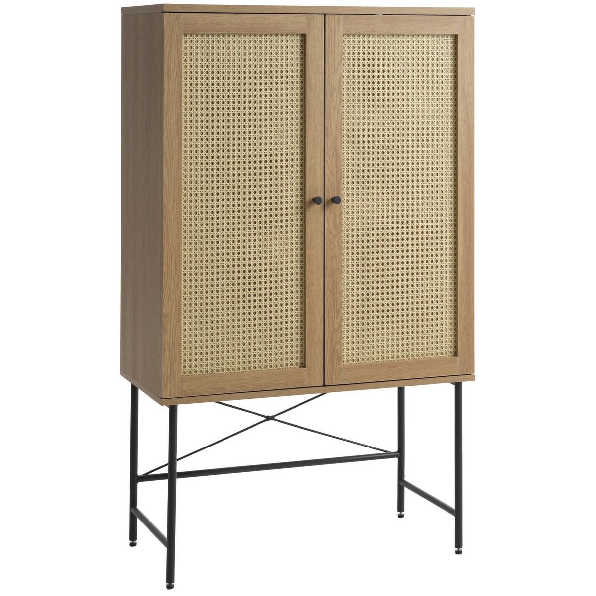 HIGHBOARD Mogest 2-türig 80 cm - Beige/Schwarz, Holzwerkstoff/Kunststoff (80/135/40cm) - Selsey