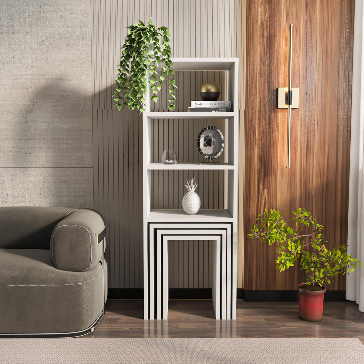 BÜCHERREGAL Melo - Weiß, Holzwerkstoff (44/122/30cm) - Decorotika