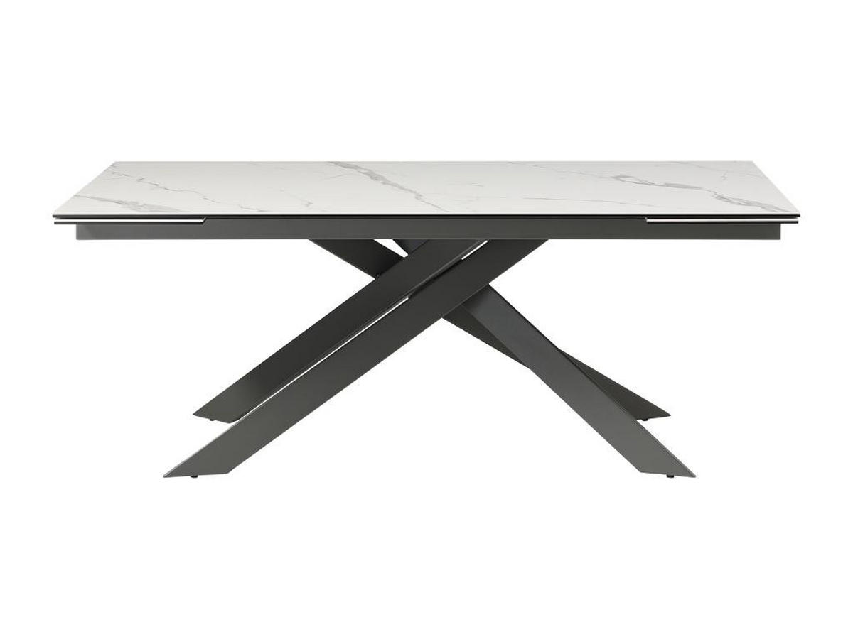 ESSTISCH für 8 bis 12 Personen ausziehbar - Keramik, Sicherheitsglas & Metall - Marmor-Optik Weiß & Anthrazit - COREMA - Anthrazit, Glas (280/100/76cm) - Vente-Unique